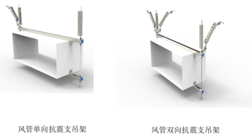 Single-way and two-way Seismic Support and Hanger for Air Ducts